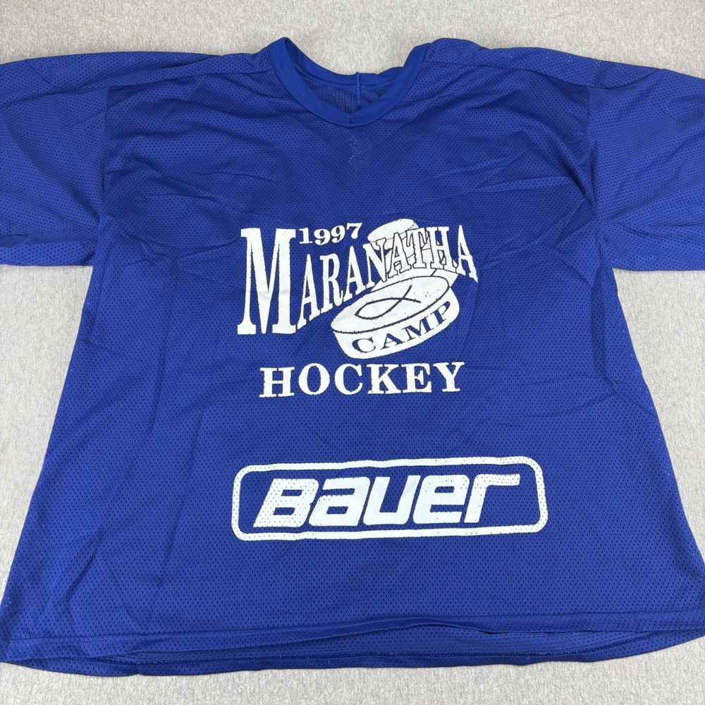 Vintage 1997 Hockey Jersey Mens‎ XL Maranatha Camp Bauer Blue XL 90's #93